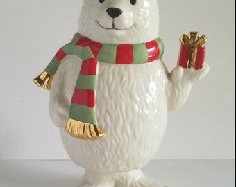 Vintage Lenox 'Holiday Bobbies- Polar Bear",  Circa 1980s, Mint Condition, No Original Box, 6" T x 4 1/2" W x 3" D