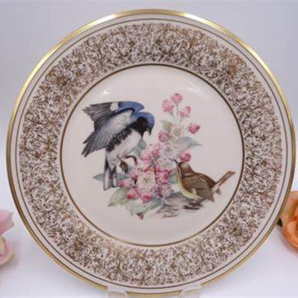 Vintage Lenox Edward Marshall Boehm Bird Series, 1981, 'Black Throated Blue Warbler Plate', Mint Condition, Original Lenox Box