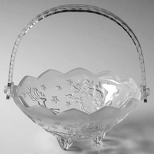 Vintage Mikasa Crystal Basket, Pattern Silent Night, Circa 1980s, Discontinued, Original Box