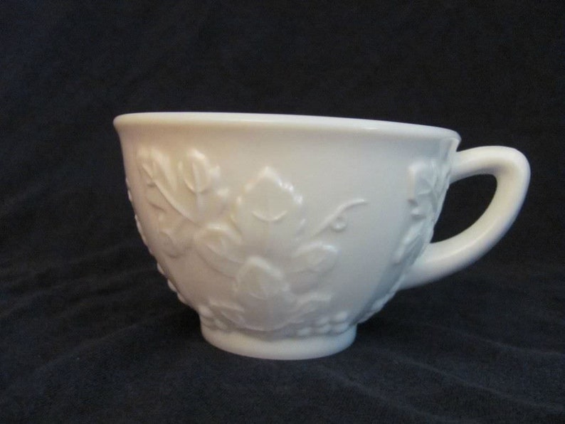 Vintage Harvest Grape Pattern Milk Glass Cup by Indiana Colony Etsy