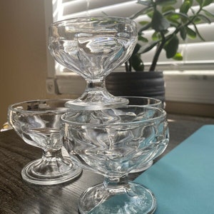 Vintage &quot;Libby&quot; Pressed Glass, Panel Design, 11 Sherbet Cups, 2 3/4&quot; T x 3&quot; Diameter, Holds 3/4 Cup, Like New Condition