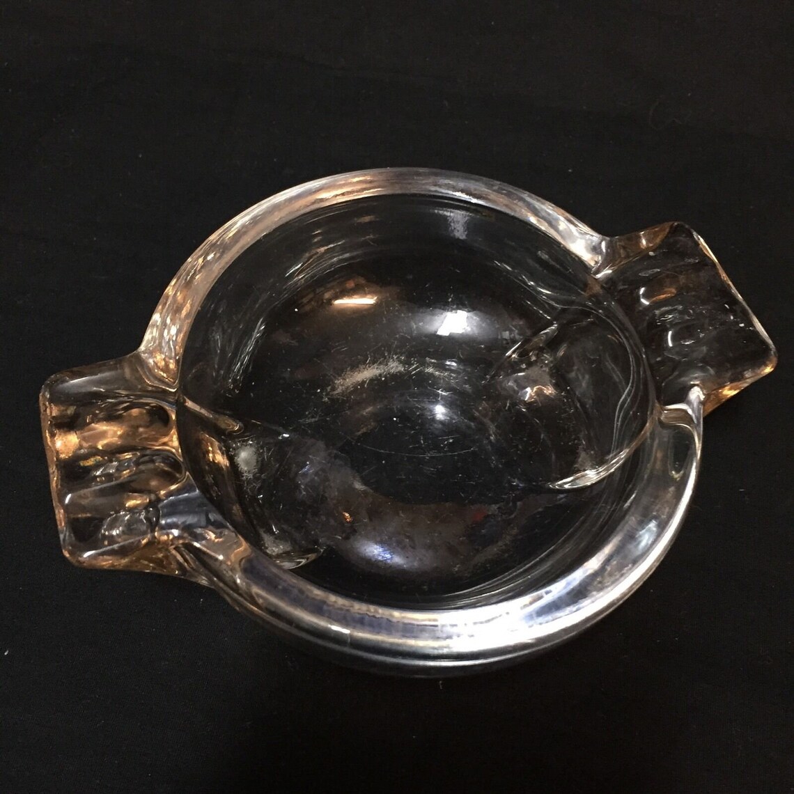 Vintage MCM Ashtrays Clear Thick Glass Round and Square Etsy