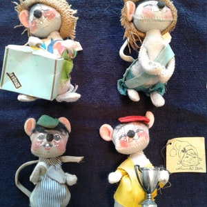 Vintage Annalee Mobilitee Dolls, Three, Made in Meredith, NH, Dated 1971,  Good Condition for age, Missing Accessories