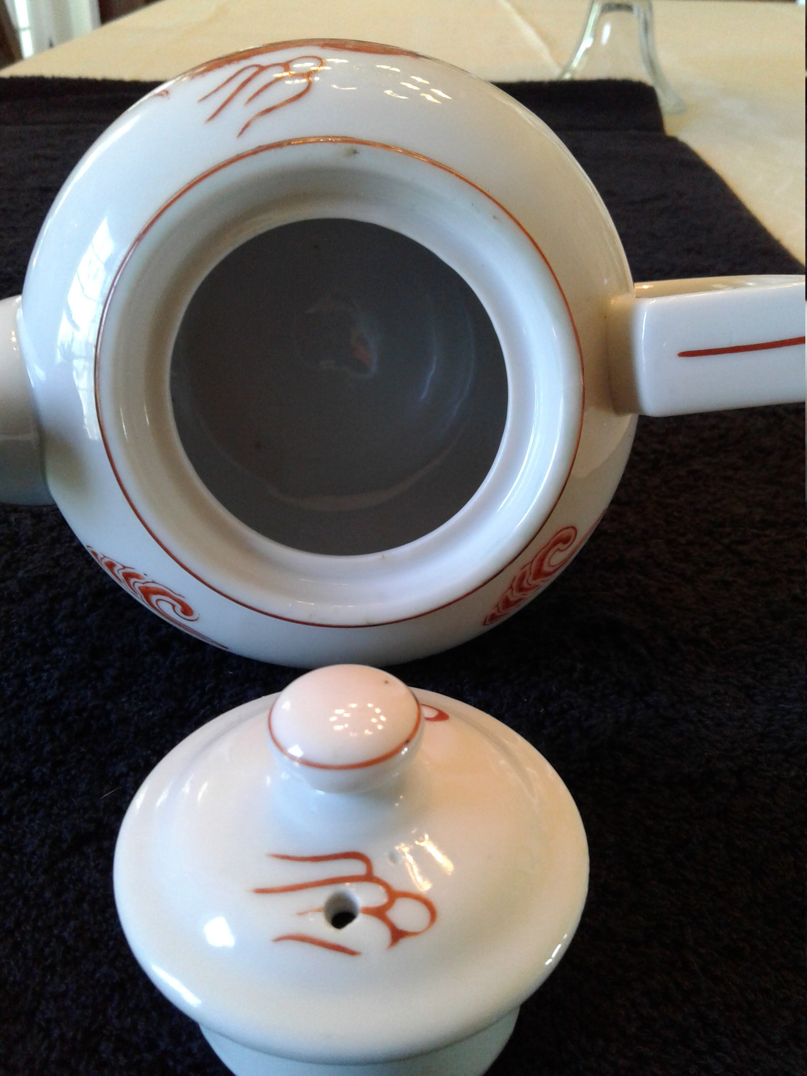Vintage Porcelain Tea Pot White With Chinese Art Twocup Etsy