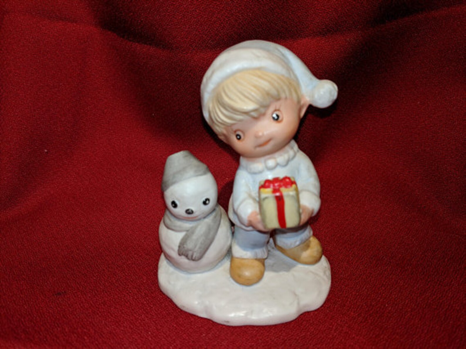 Vintage HOMCO Xmas Figurines Girl and Tree and Boy With Etsy