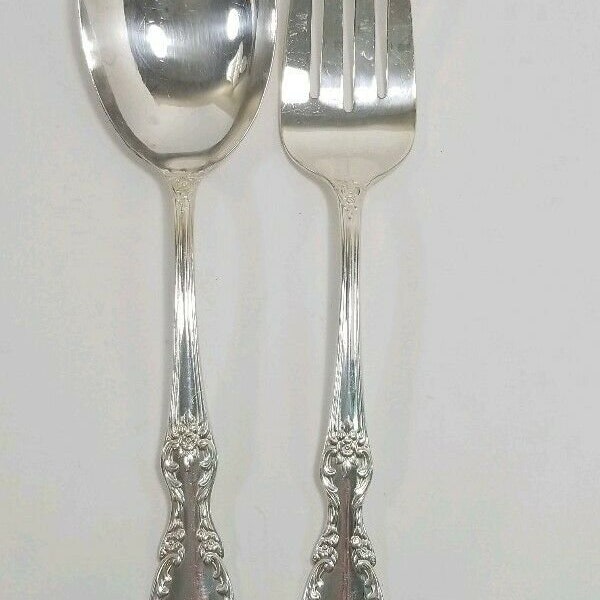 Vintage Wm Rogers Mfg Co. Silver Plate, "Grand Elegance" Meat Fork & Large Serving Spoon," Extra Plate", Mint Condition, Circa 1957