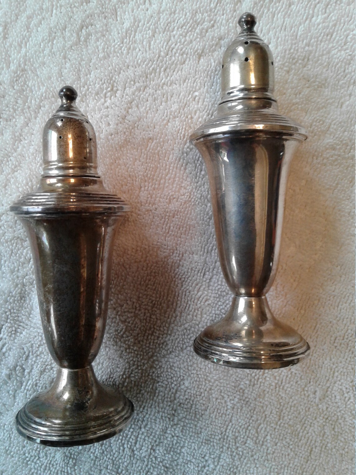 Vintage Empire Sterling Silver Salt and Pepper Shakers Glass Etsy
