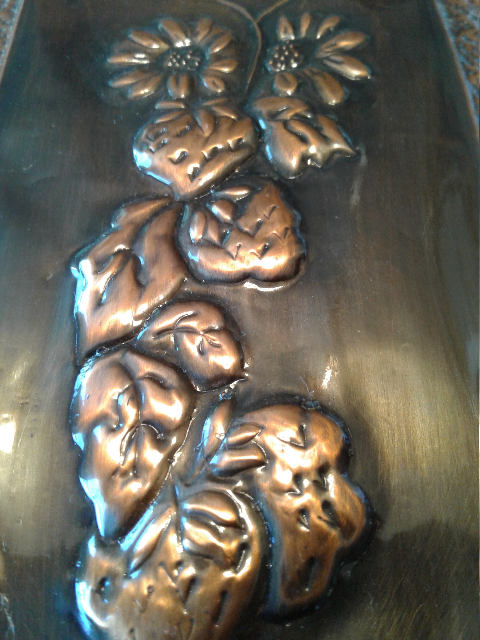 Vintage Wall Plaques Embossed Copper Over Pine Wood Oil Etsy