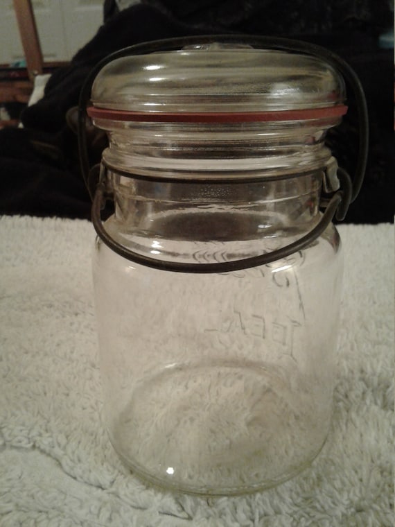 Set of 3 Vintage Ball Ideal Canning Jar ClearGlass Round Lid and Jar No 8 & No 4 No 10 Wire