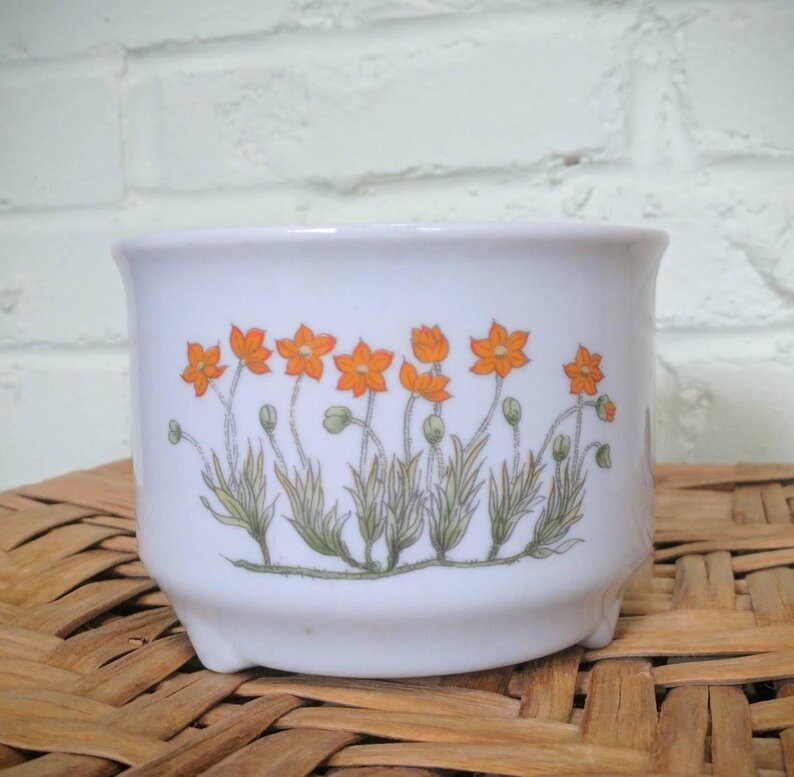 Vintage Takahashi, Orange Flower Porcelain, Made in Japan