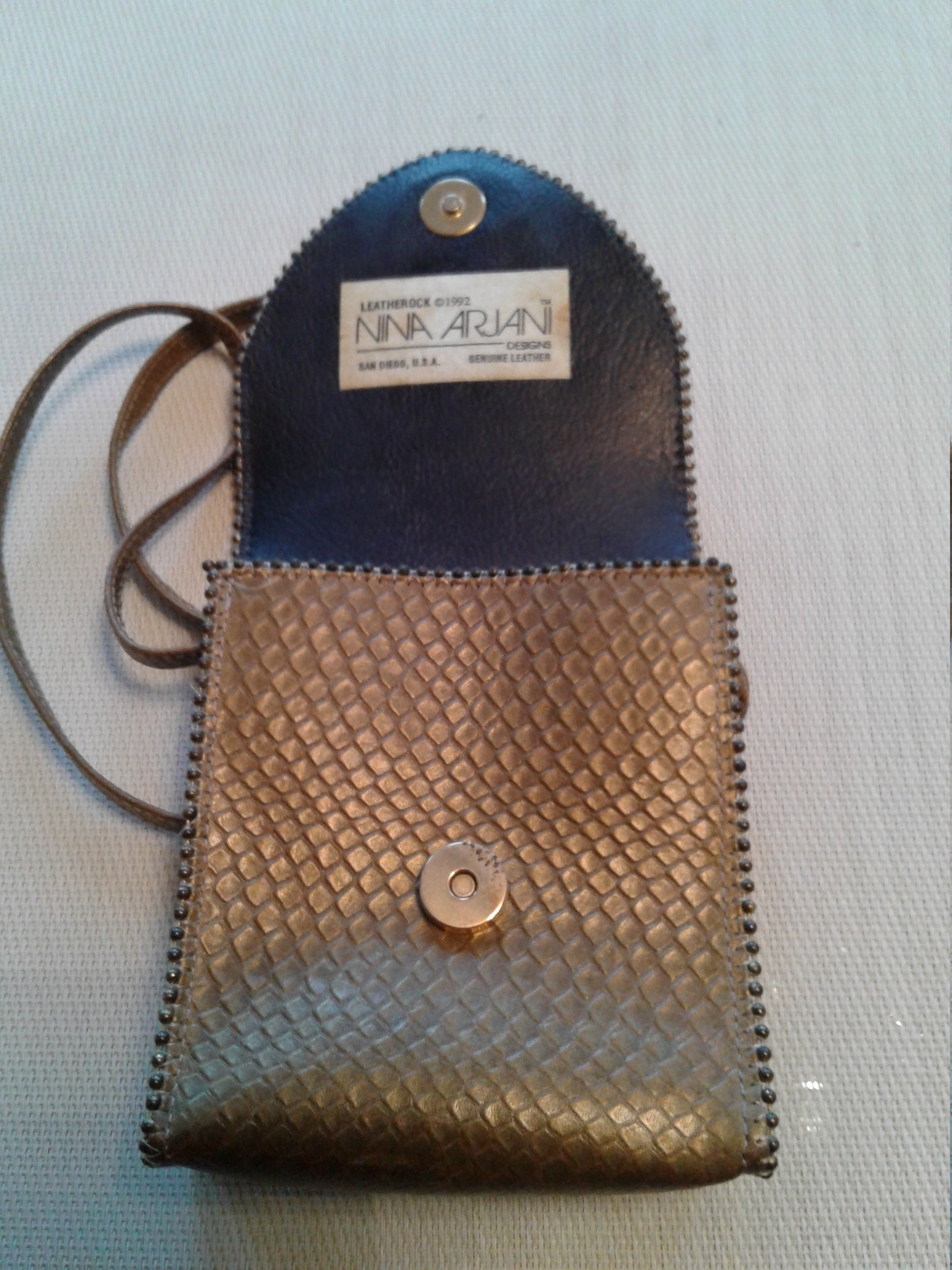 Vintage Nina Arjani Leatherock Purse, Green Bronze  display picture 2