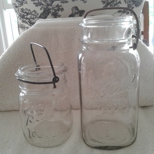 Vintage 'Ball Ideal' Canning Jars, Metal Bale, Pt 1933-1962 and Qt 1923-1933, Looped B Centers, Very Good Condition, No Glass Lids