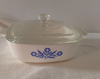 Vintage Corning Ware, P1B Casserole, A7C Pyrex Lid, 1 Quart, Pyroceram Ceramic, Circa 1960s, Retro Mid Century Kitchen Ware