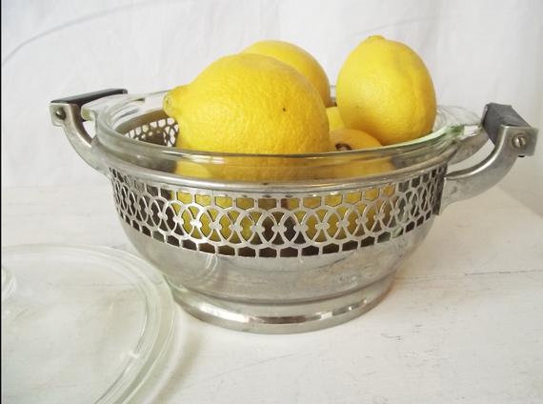 Vintage Farberware Chrome Casserole Holder and Fry Ovenglass Etsy