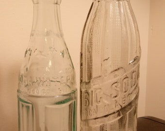 Vintage Coca Cola Soda Pop Bottles, 'Big Soda' and 'Six Star Soda Water', Very Good Condition