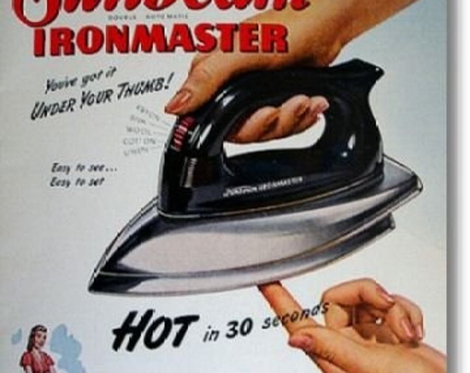 Vintage Sunbeam ironmaster, Model A4, Watts 1000, Circa 1948, Dry Iron