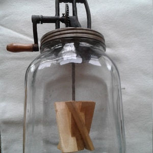 Vintage Dazey Butter Churn, &quot;No 40&quot;, Cast Iron, Tin, Wood, and Glass, Antique Square Glass Butter Churn, Very Good Condition