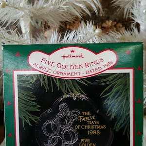 Vintage 1988 Hallmark Collector&#39;s Series Twelve Days of Christmas, Five Golden Rings, Acrylic