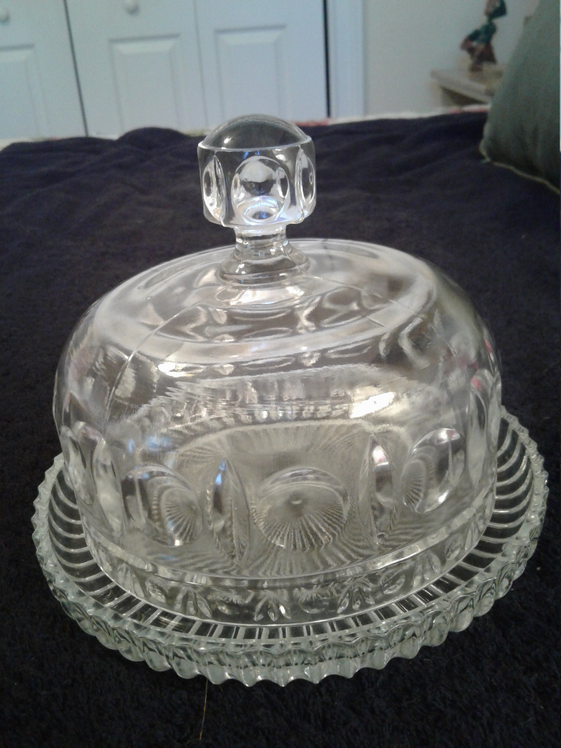 Vintage Pressed Glass Butter Dish Lid With Newer Bottom Etsy