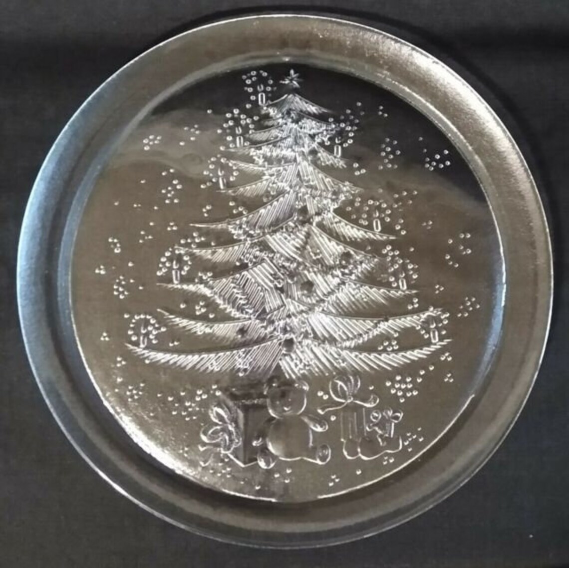 Vintage Duralex Christmas Tree Platter Round 12 3/4 Etsy