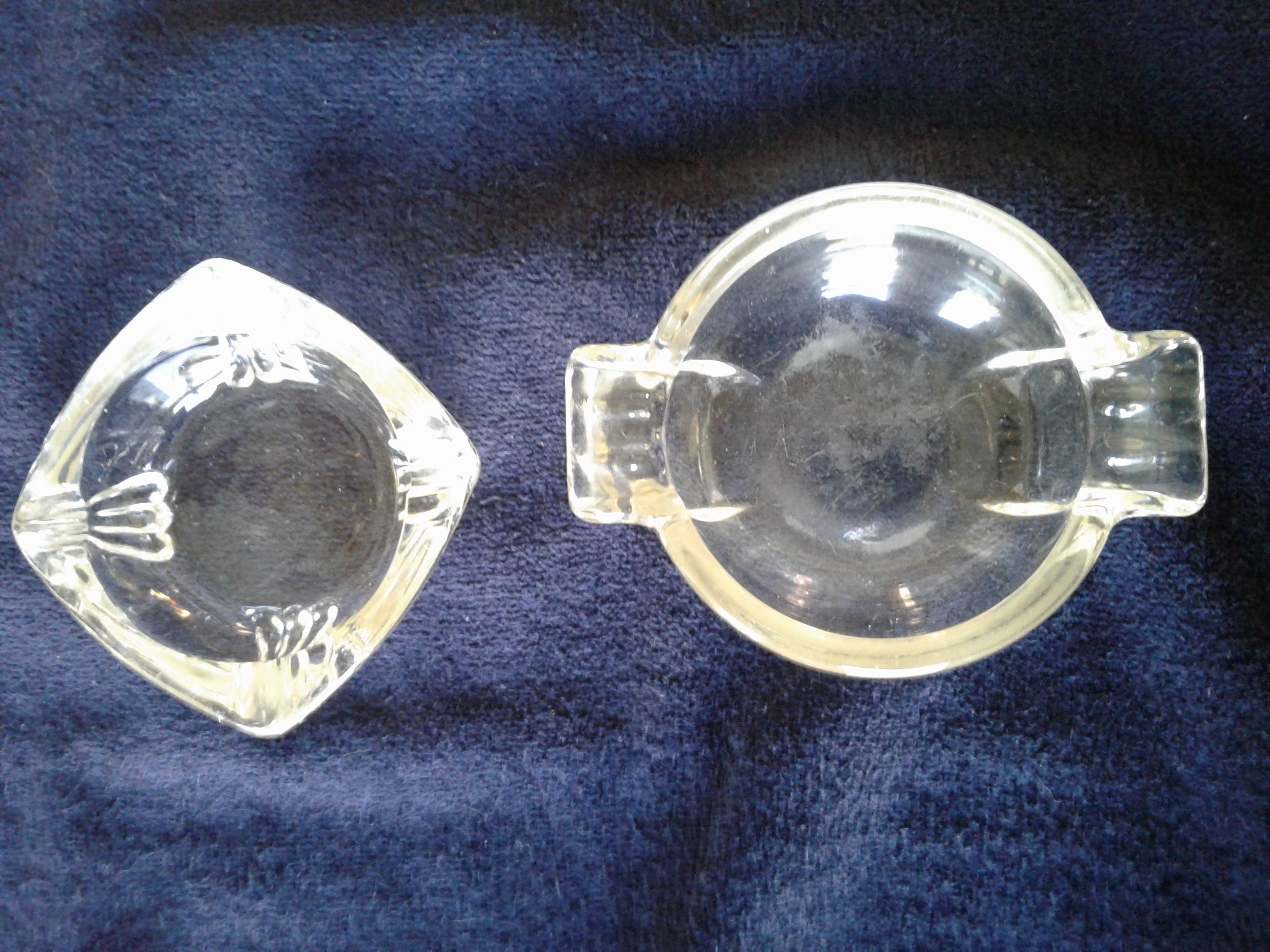 Vintage MCM Ashtrays Clear Thick Glass Round and Square Etsy