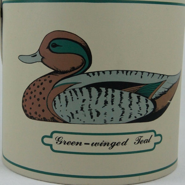 Vintage George Briard "Green Winged Teal Duck" 1970s Icebucket, 14 1/2" Tall, 7 7/8" Diameter, Vinyl Cover, USA Made, Excellent Condition