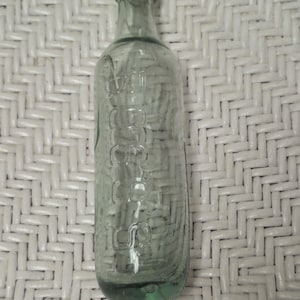 Antique 1800s &#39;Ross Belfast&#39; Ginger Ale Bottle, Torpedo Bottle, Rounded Bottom, 9 1/2&quot; Tall, 2 1/2&quot; Base, Green Glass
