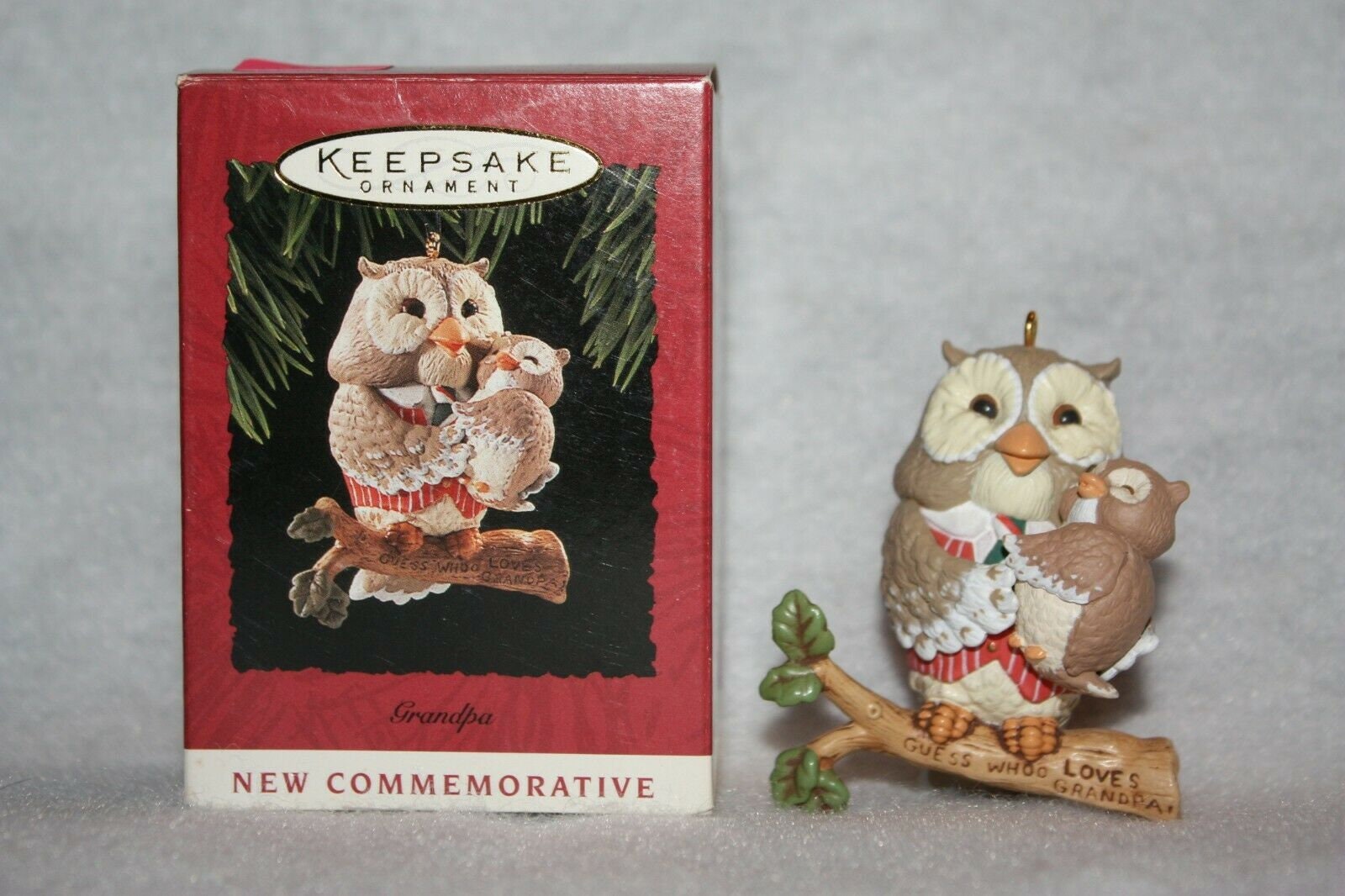 Vintage Hallmark Keepsake Ornament, 1994, "Grandpa" Grandpa Owl, Original Box, Price Tab, Excellent Condition, Artist D Unruh, 795QX561 1.