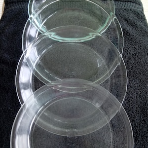 Vintage Pyrex Clear Glass Pie Plates, Four 9&quot; Pie Bakers, # 209, Made in USA, Good Used Condition