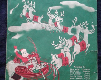 Vintage Sheet Music, "Here Comes Santa Claus," Words and Music by Gene Autry and Oakley Haldeman, 1948, Good Condition