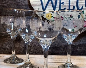 Vintage Libbey Glass Co. Winter Scene / Wonderland Tall Glasses S