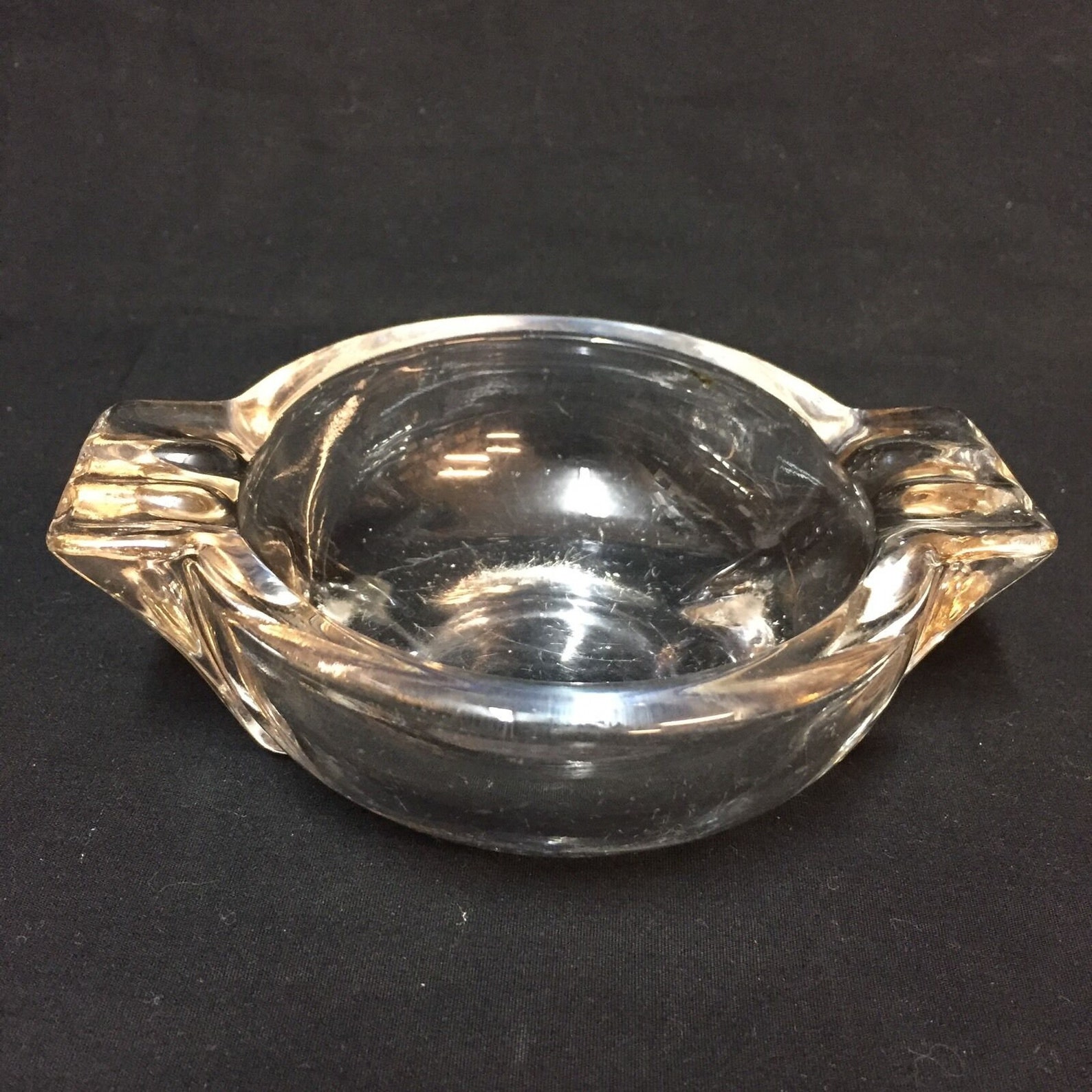 Vintage MCM Ashtrays Clear Thick Glass Round and Square Etsy