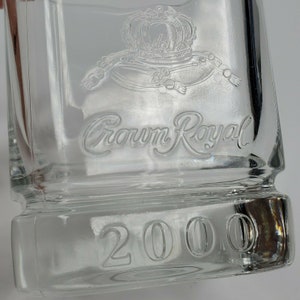 Vintage &quot;Crown Royal 2000&quot; Glass, Square Crown Royal Glass, Footed, Mint Condition, Brilliant Clarity