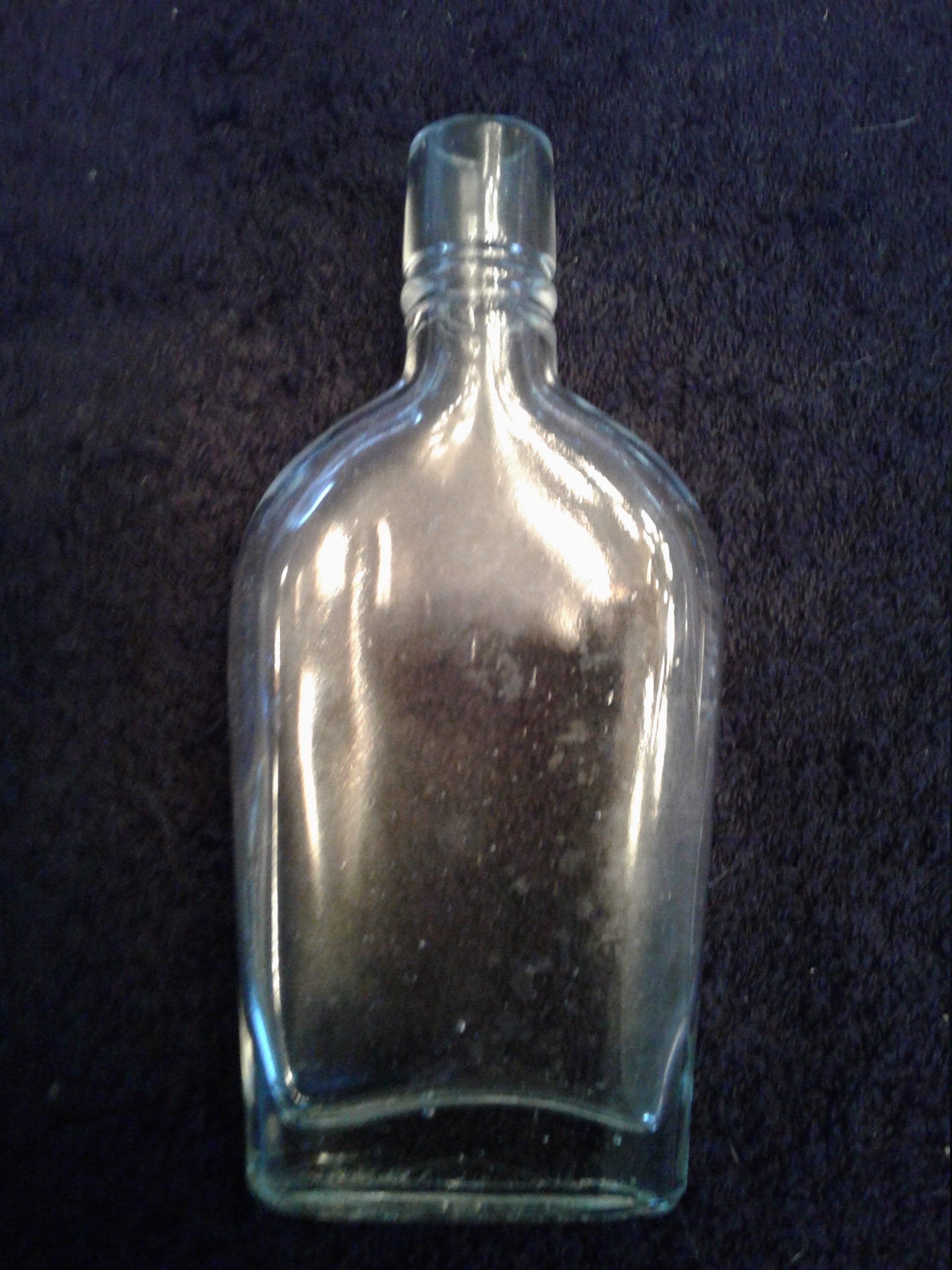 Three Antique Flask Bottles Two Clear One Blue Two Owens Etsy