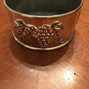 Vintage International Silver Company, Wine Bottle Coaster,  Grape Pattern, 3 7/8&quot; Diameter, Excellent Condition, Velvet Backing, No Box