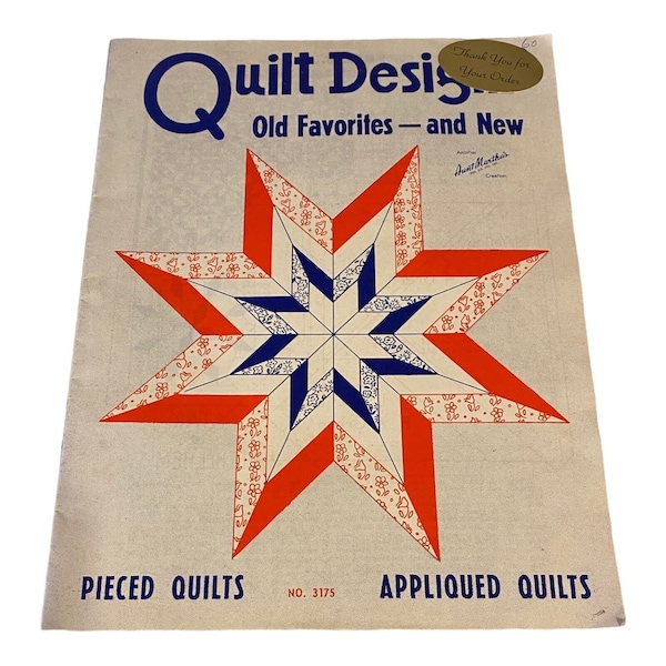 Vintage Quilt Pattern Book, 1970s, "Quilt Designs, Old Favorites and New, No. 3175", 15 Pages, 14 Patterns, Fair Condition