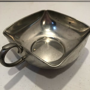 Vintage Royal Holland Pewter, Daalderop Square Porringer Bowl, Hecho en Holanda, 4" Cuadrado, 1 3/4" T, 2 1/4" Base, Muy buen estado.
