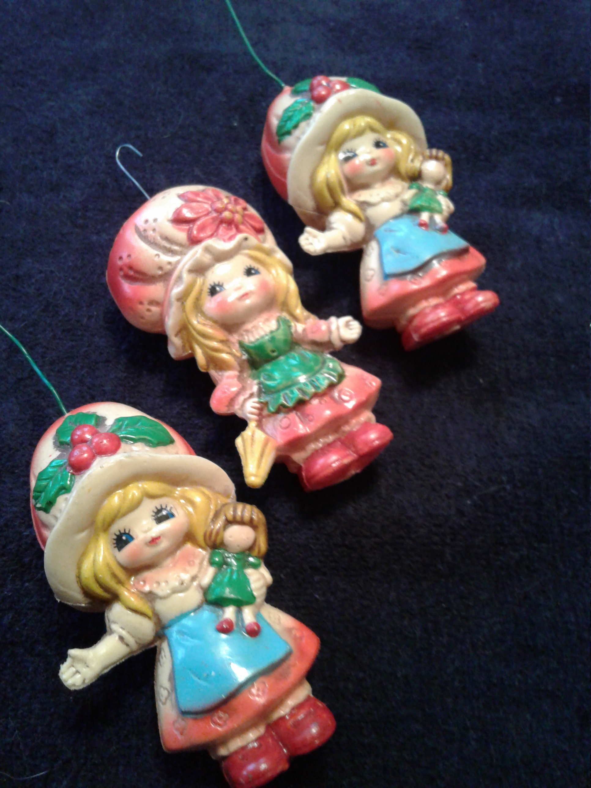 Vintage Blow Mold Plastic Christmas Ornaments Set of 3 Etsy