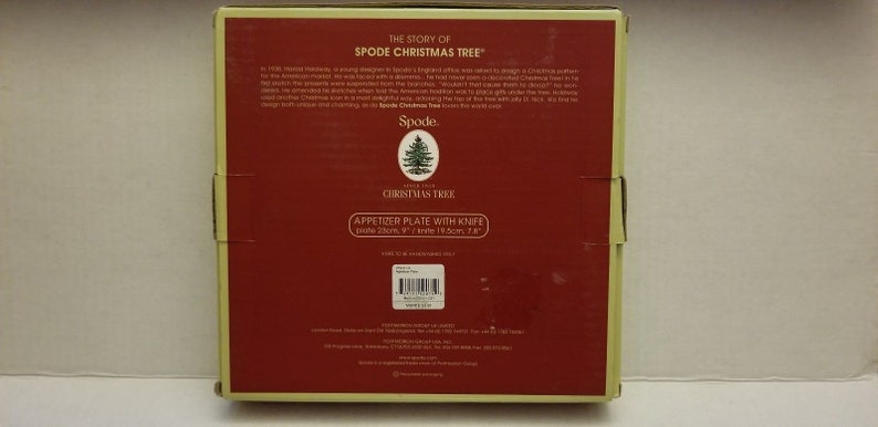 Vintage Spode Appetizer Plate with Cheese Knife Christmas Tree Pattern Never Opened New in Box