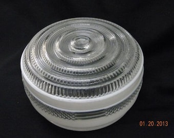 Vintage &#39;Bullseye&#39; Drum Light Cover, Ceiling Light Fixture, Retro 1950s, Geometric Diamonds, Circles, Bars, Ribs, 10&quot; Diameter, Flush Mount
