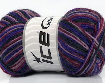Mini Sock Yarn, Purple Black Burgundy, Lilac