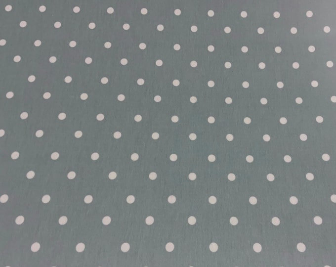 Oilcloth Fabric, PVC Coated, Clarke & Clarke Duck Egg Blue Spots, Matt Finish, Per Meter