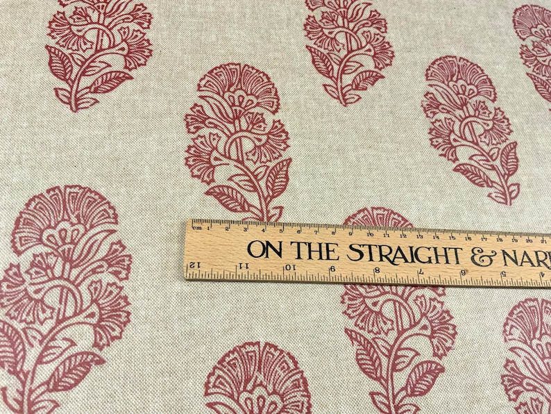 Oilcloth Fabric, Exclusive Morris Designs, Amara in Indian Red, PVC coated Cotton, Superb Quality, Per Meter image 3