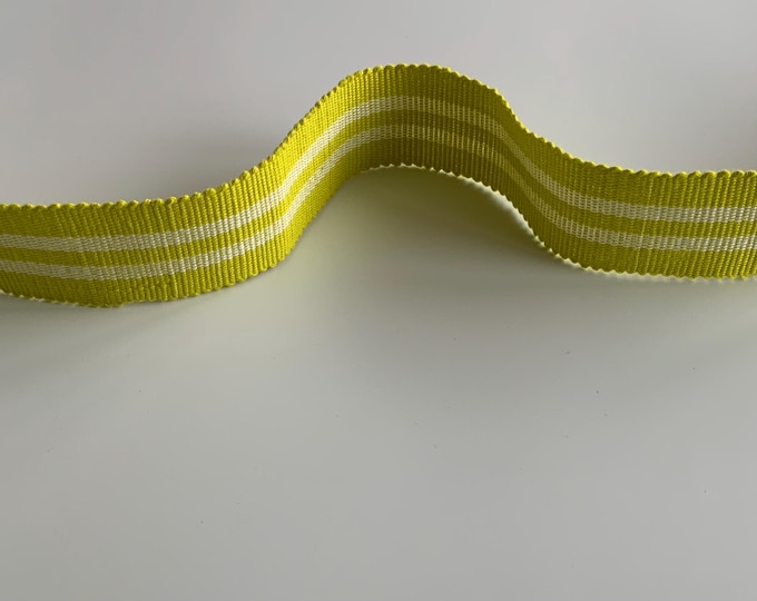 Chartreuse & Ivory Braid, Webbing, 100% Cotton, Superb Quality,  Per Meter