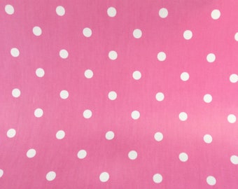 Oilcloth Fabric, PVC Coated, Clarke & Clarke Dotty Spots, Bubblegum Pink, Per Meter