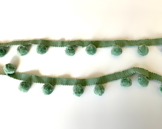 Sage Green Bobble Trim Fringe 100% Cotton, Superb Quality,  Per Meter