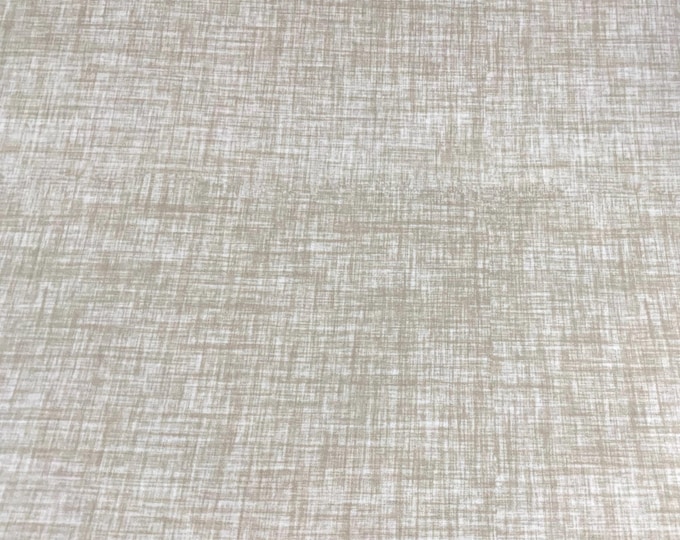 Oilcloth, PVC coated fabric, Clarke & Clarke Henderson Design, Taupe, linen Effect, Per Meter