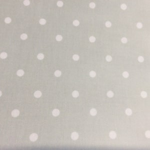 Oilcloth Fabric, PVC Coated, Clarke & Clarke Silver Grey Spots, Matt Finish, Per Meter