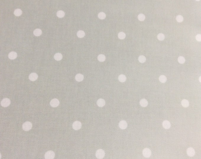 Oilcloth Fabric, PVC Coated, Clarke & Clarke Silver Grey Spots, Matt Finish, Per Meter