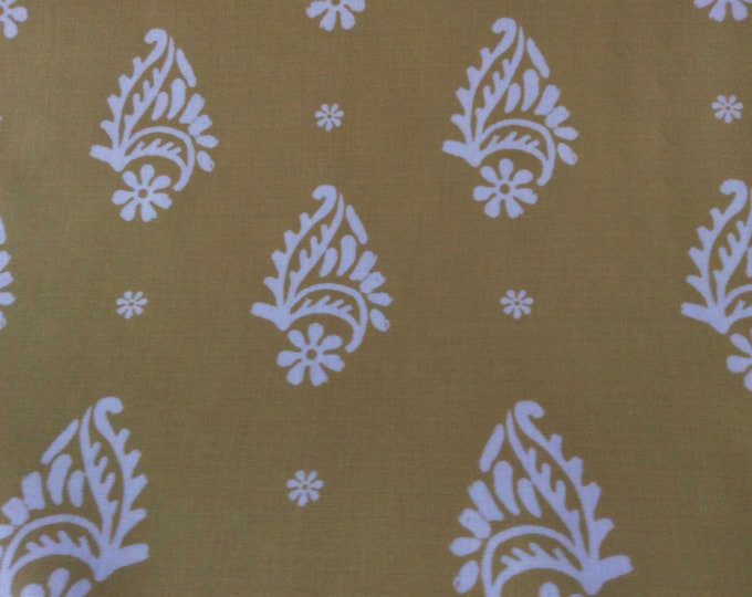 Oilcloth Fabric, PVC Coated, Exclusive Morris Designs, Dusa in Soft Gold, Per Meter
